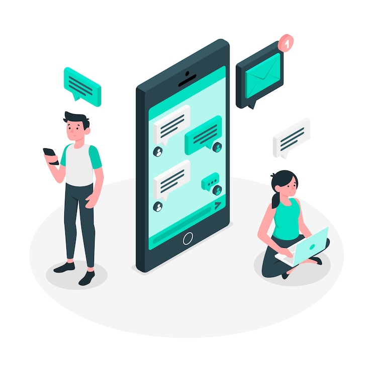 Vettore gratuito illustrazione di concetto di messaggi