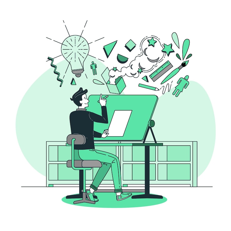 Vettore gratuito illustrazione di concetto di pensiero progettuale