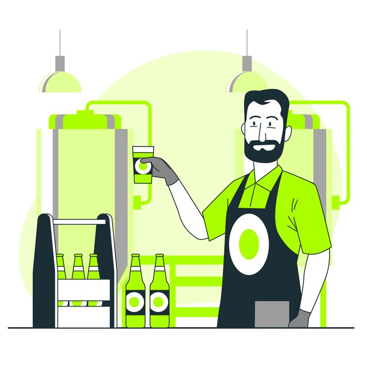 Vettore gratuito illustrazione di concetto di produzione di birra artigianale