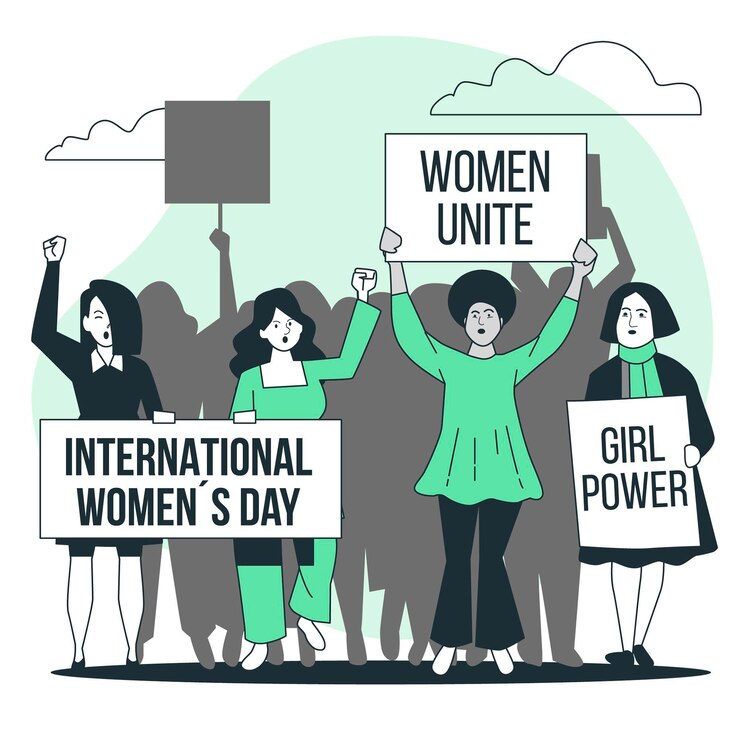 Vettore gratuito illustrazione di concetto di protesta della giornata della donna
