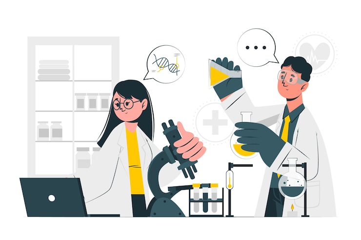 Vettore gratuito illustrazione di concetto di ricerca medica