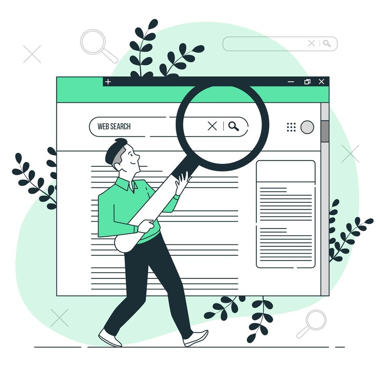 Vettore gratuito illustrazione di concetto di ricerca web