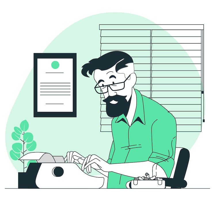 Vettore gratuito illustrazione di concetto di scrittura del romanziere