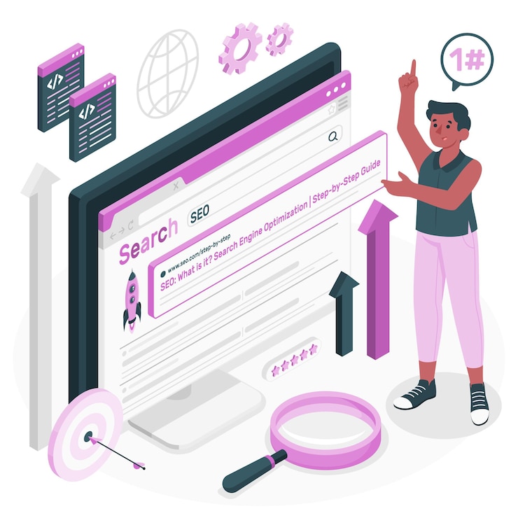 Vettore gratuito illustrazione di concetto di seo
