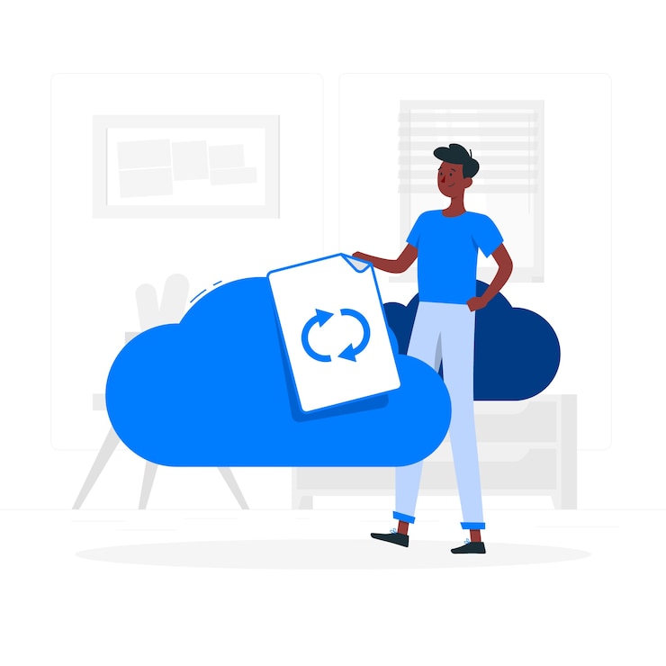 Vettore gratuito illustrazione di concetto di sincronizzazione cloud