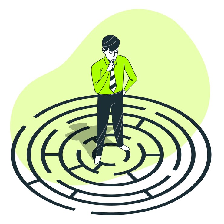 Vettore gratuito illustrazione di concetto di soluzione dei problemi (labirinto)