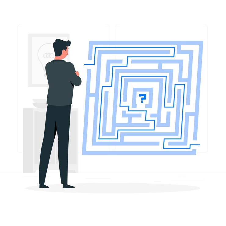 Vettore gratuito illustrazione di concetto di soluzione dei problemi (labirinto)