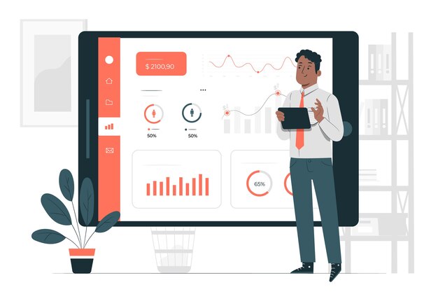 Illustrazione di concetto di statistiche di progettazione