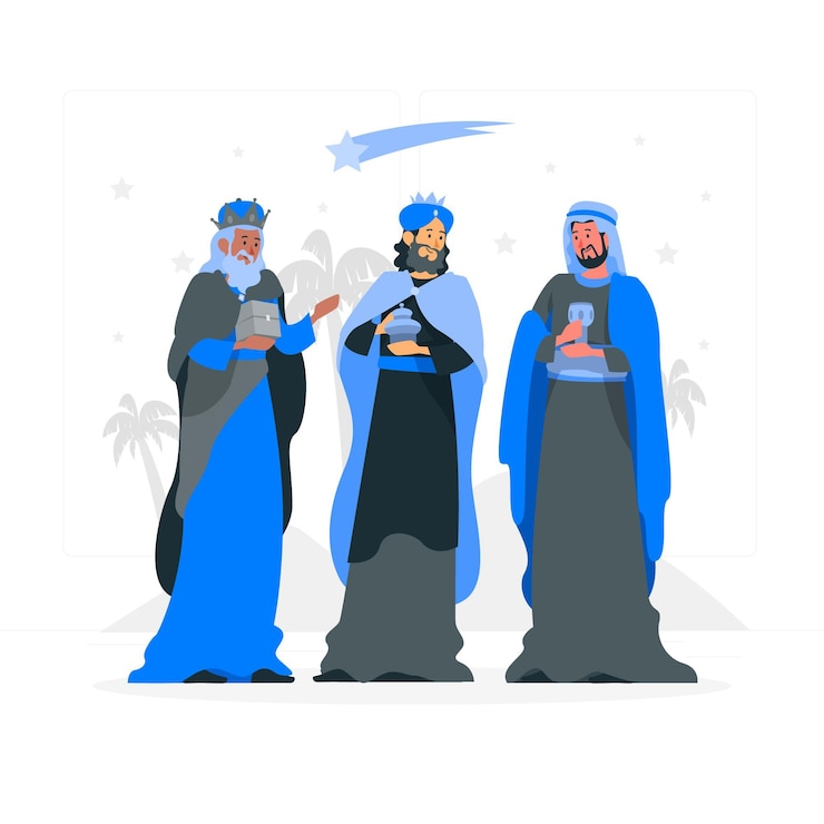 Vettore gratuito illustrazione di concetto di tre uomini saggi