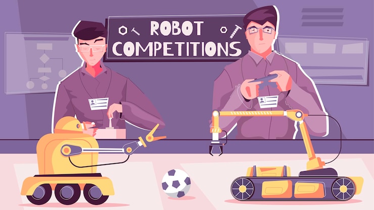 Vettore gratuito illustrazione di concorrenza robot