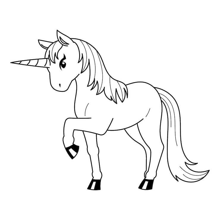 Vettore gratuito illustrazione di contorno di unicorno disegnato a mano