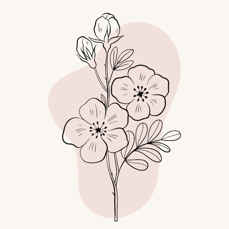 Vettore gratuito illustrazione di contorno fiore semplice piatto