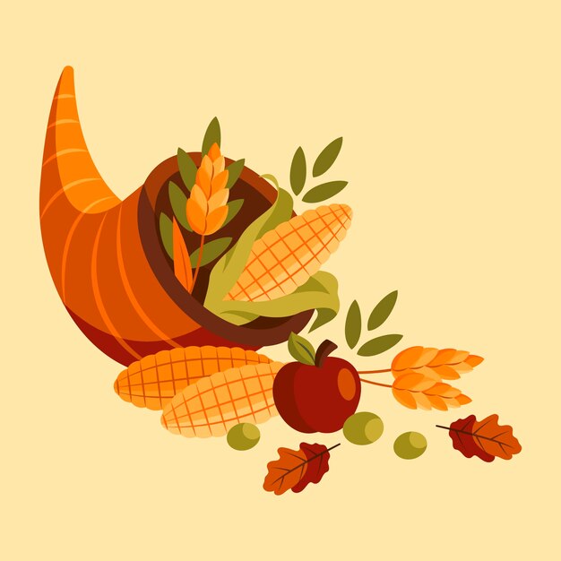 Illustrazione di cornucopia piatta disegnata a mano