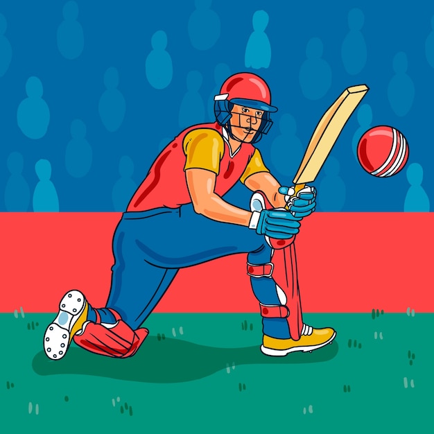 Illustrazione di cricket ipl disegnata a mano
