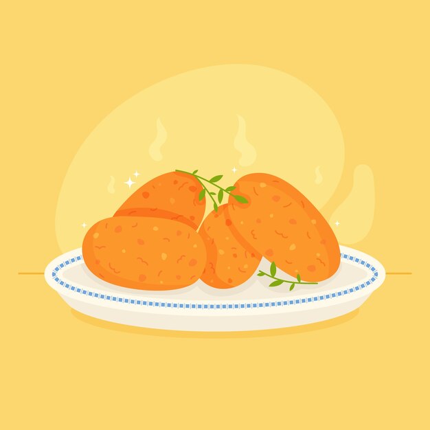 Illustrazione di crocchette in stile disegnato a mano
