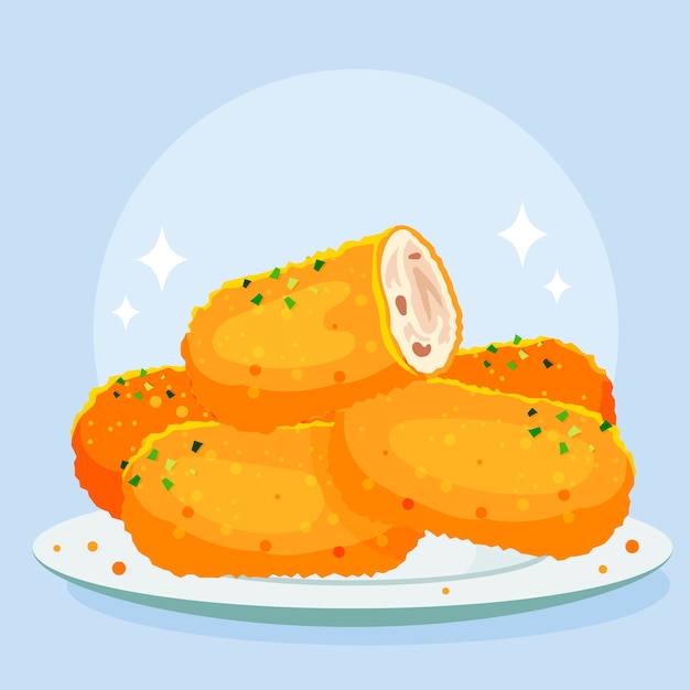 Illustrazione di croquetas dal design piatto