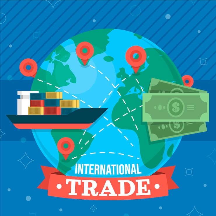 Vettore gratuito illustrazione di design piatto commercio internazionale