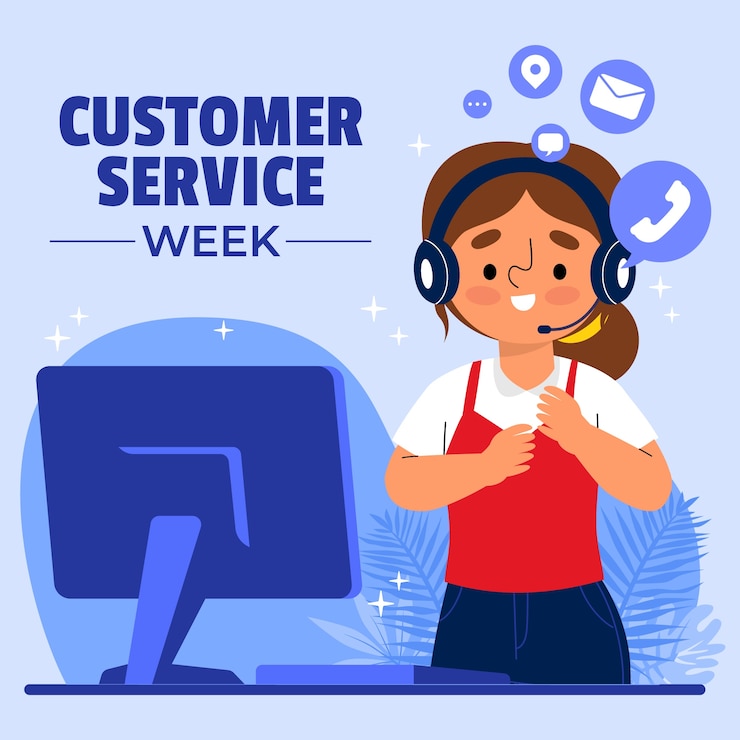 Vettore gratuito illustrazione di design piatto della settimana del servizio clienti