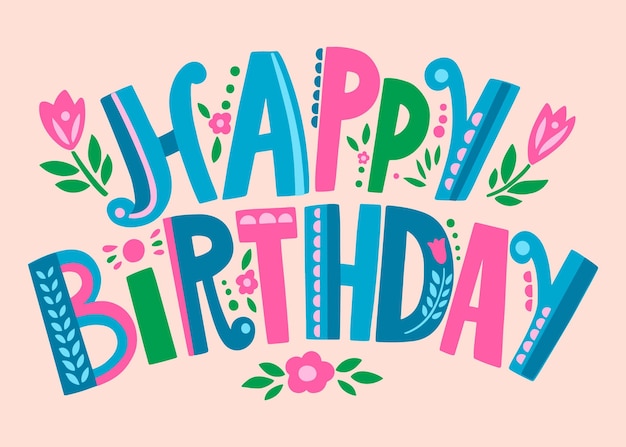 Illustrazione di design piatto di buon compleanno