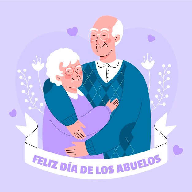Illustrazione di dia de los abuelos con i nonni