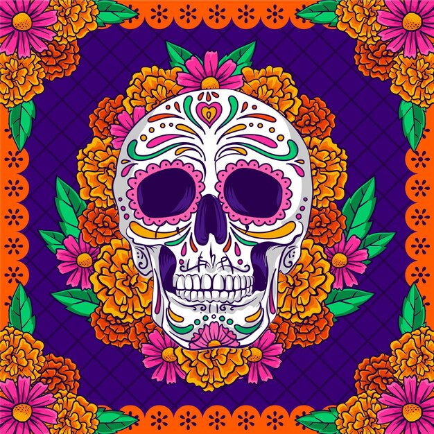 Illustrazione di dia de muertos disegnata a mano