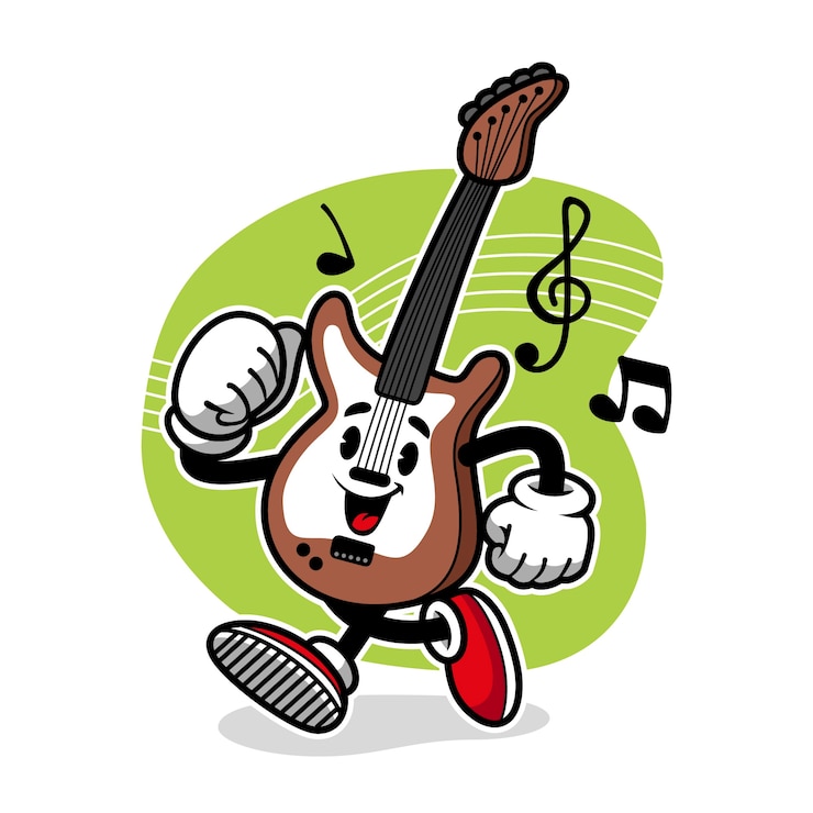Vettore gratuito illustrazione di disegno di chitarra disegnata a mano