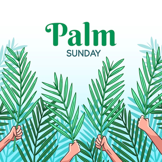 Illustrazione di domenica delle palme disegnata a mano