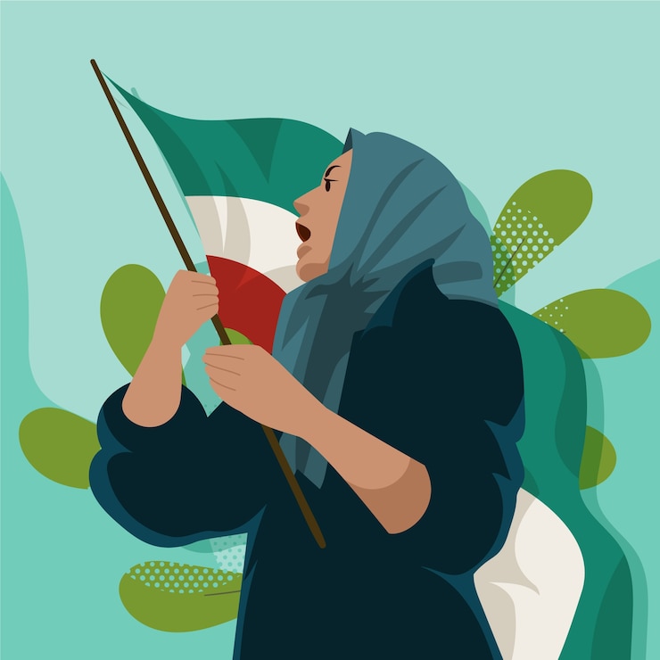Vettore gratuito illustrazione di donne iraniane disegnate a mano