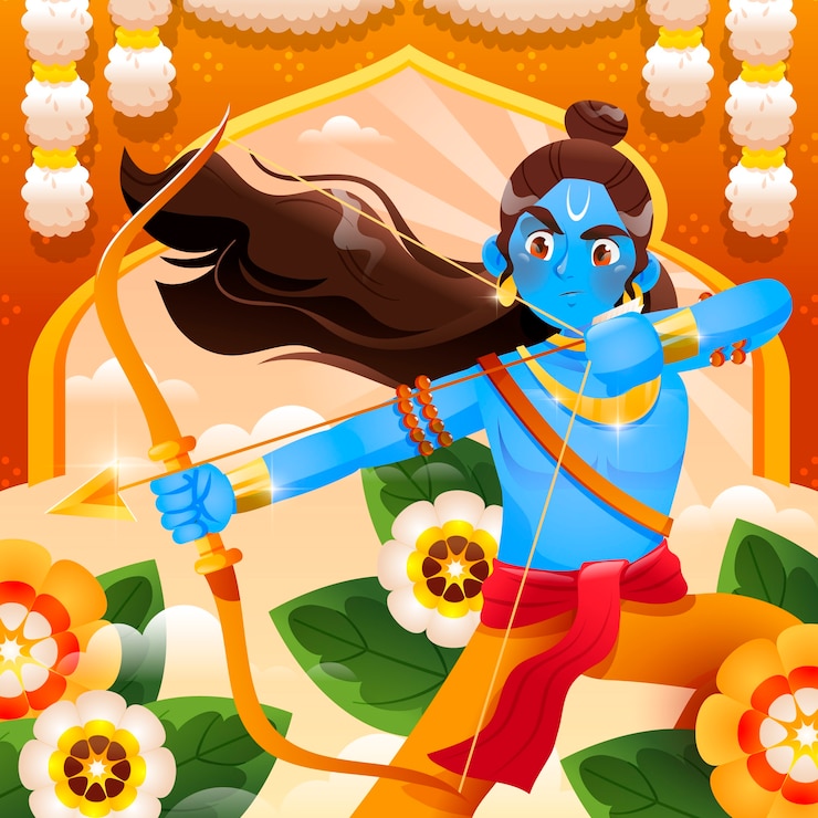 Vettore gratuito illustrazione di dussehra sfumata