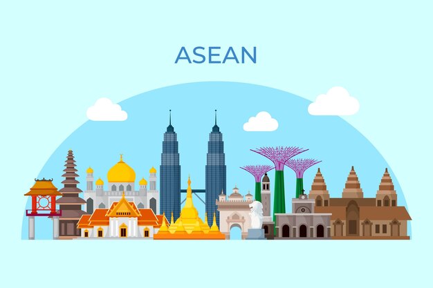 Illustrazione di edifici Asean