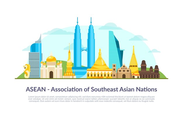 Illustrazione di edifici Asean