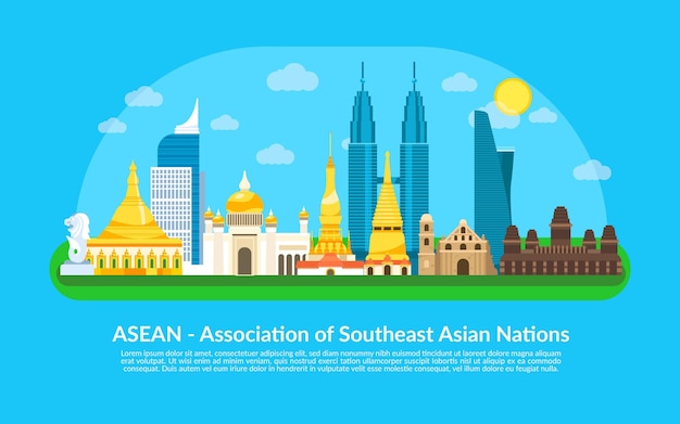 Illustrazione di edifici Asean
