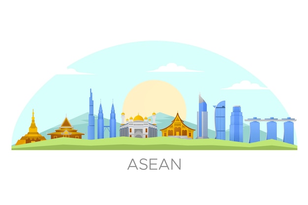 Illustrazione di edifici Asean