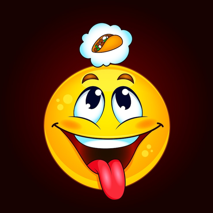 Vettore gratuito illustrazione di emoji affamati di gradiente
