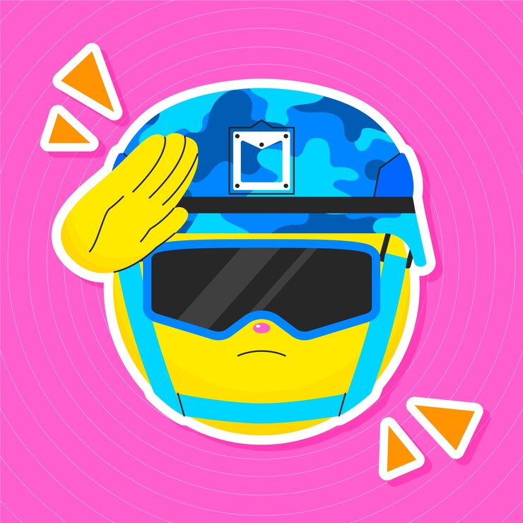 Vettore gratuito illustrazione di emoji dell'esercito