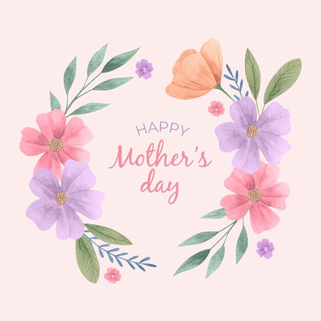Illustrazione di festa della mamma dell'acquerello dipinto a mano