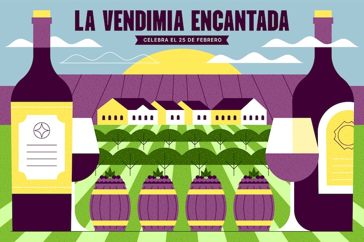 Vettore gratuito illustrazione di flat fiesta de la vendimia