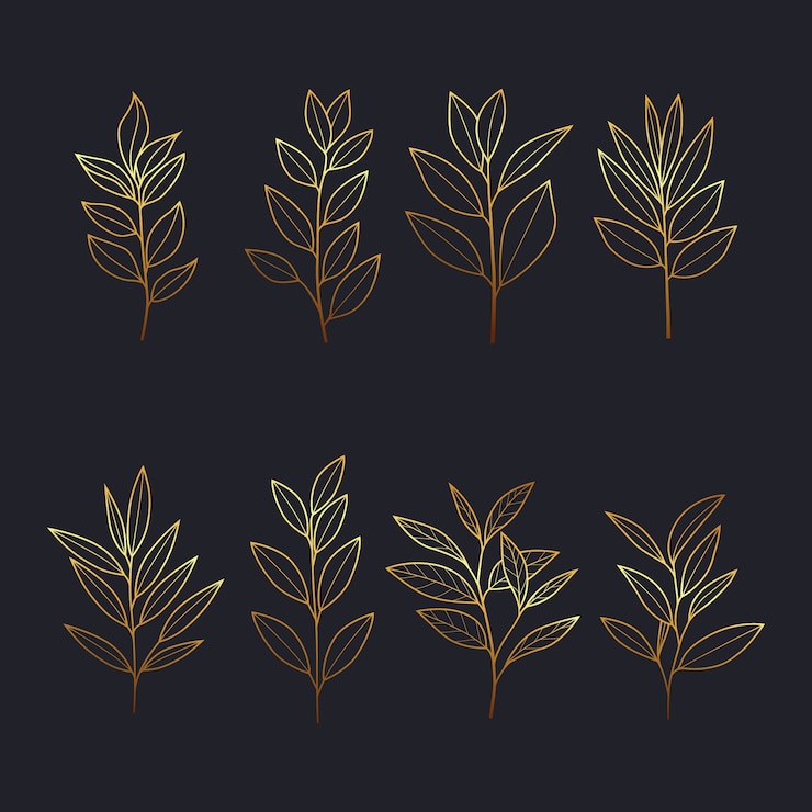 Vettore gratuito illustrazione di foglie d'oro disegnata a mano