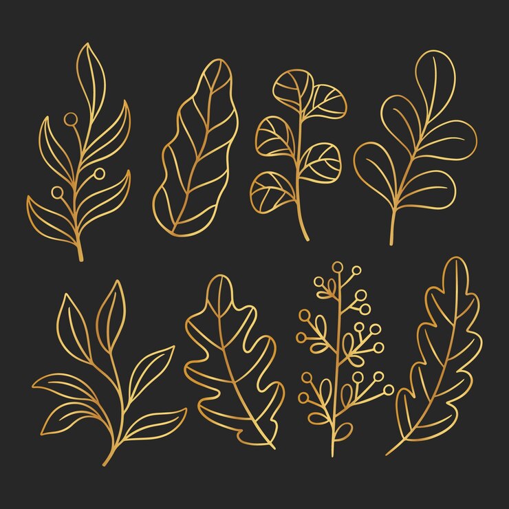 Vettore gratuito illustrazione di foglie d'oro disegnata a mano