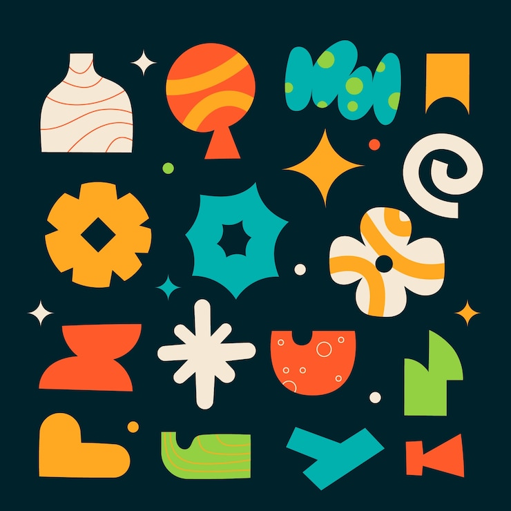 Vettore gratuito illustrazione di forma geometrica retrò colorata dal design piatto