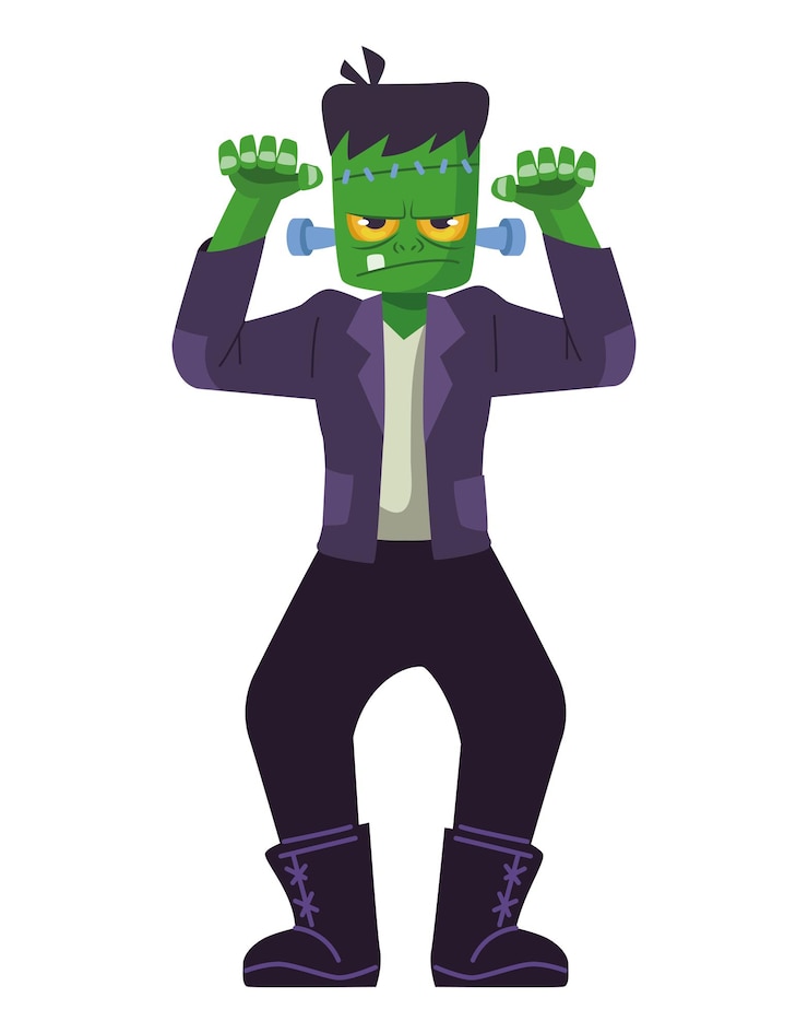 Vettore gratuito illustrazione di frankenstein del carattere di halloween isolata