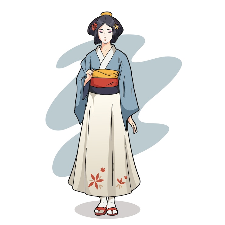 Vettore gratuito illustrazione di geisha disegnata a mano