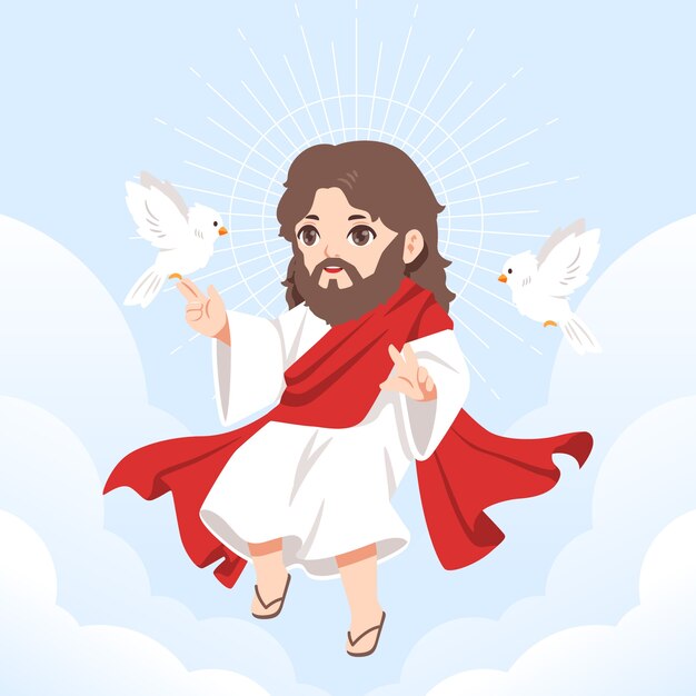 Illustrazione di gesù kawaii disegnata a mano