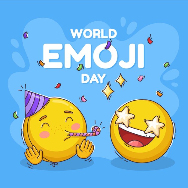 Illustrazione di giornata mondiale degli emoji del fumetto