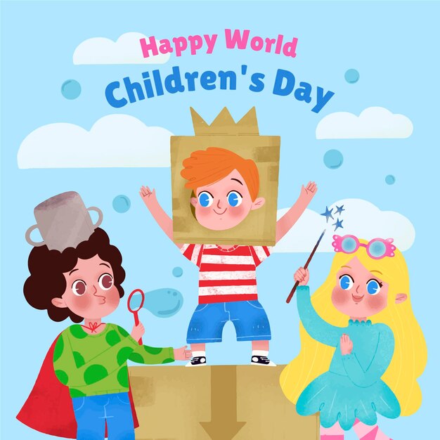 Illustrazione di giornata mondiale dei bambini disegnati a mano