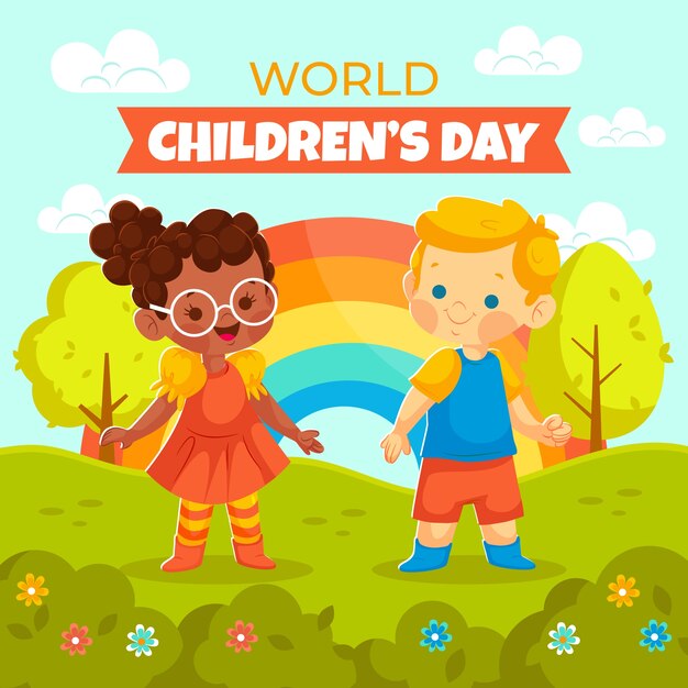 Illustrazione di giornata mondiale dei bambini piatto
