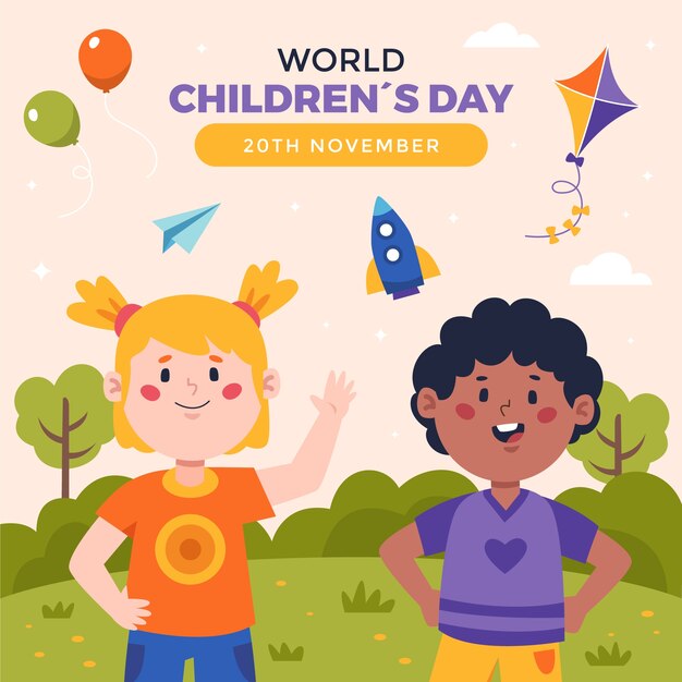 Illustrazione di giornata mondiale dei bambini piatto