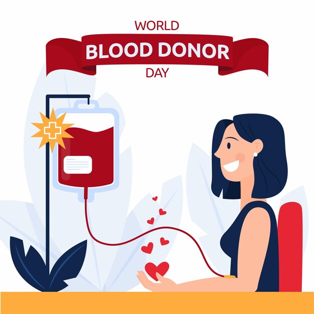 Illustrazione di giornata mondiale del donatore di sangue piatto organico