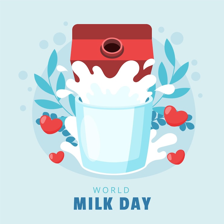 Vettore gratuito illustrazione di giornata mondiale del latte piatto