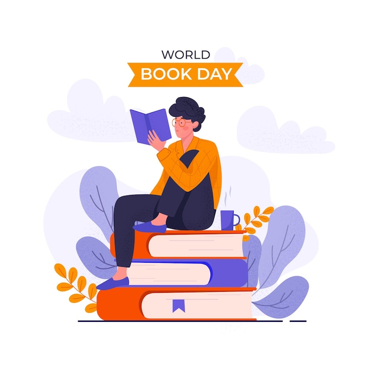 Vettore gratuito illustrazione di giornata mondiale del libro piatto organico